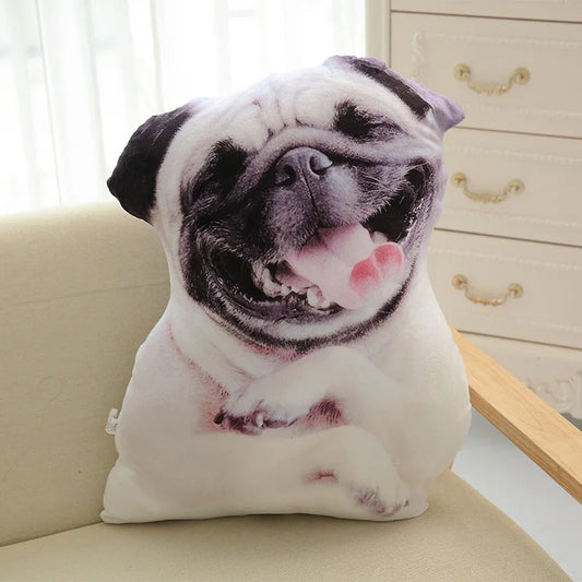 Hot 3D Cute Bend Dog Pillow 20CM Throw Lifelike Animal Funny Head Cosplay Children Favorite Toy Cushion Christmas Gift