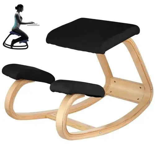Ergonomic Kneeling Chair Memory Seat Cushion Relieving Body Black
