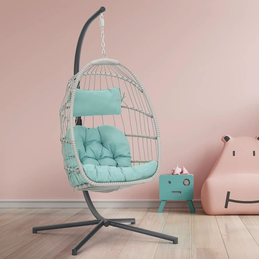 GB) Swing Egg Chair – 6 Colors Indoor/Outdoor Hanging Hammock with Stand